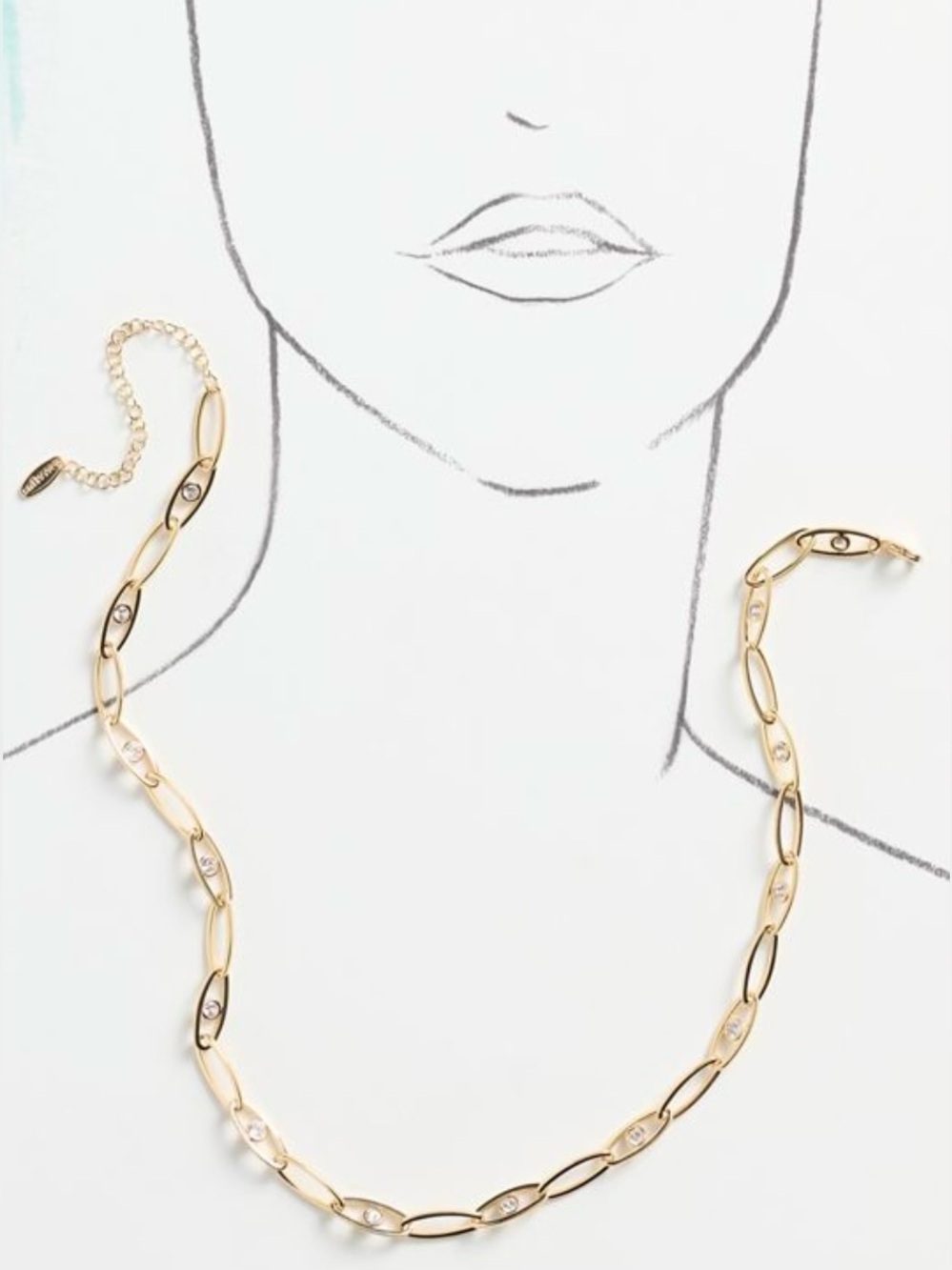 Anthropologie Paperclip Chain Necklace | Solitaires | 14K Gold-Plated | NWT